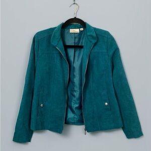 Suede Teal Bomber Jacket